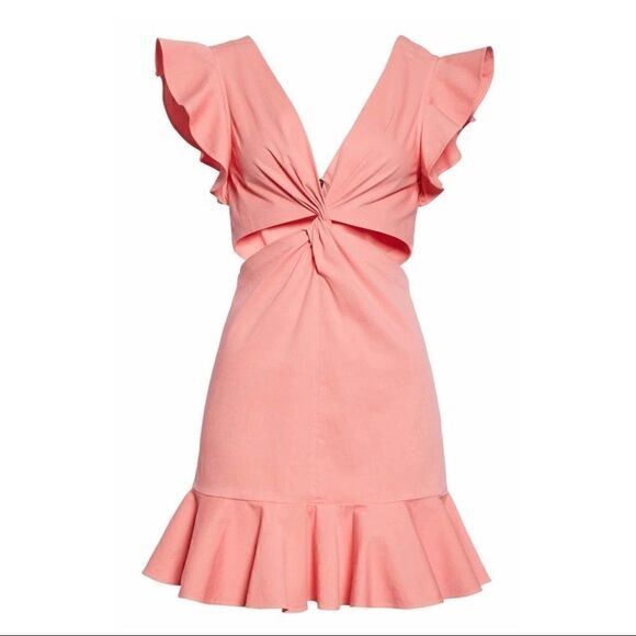 Rebecca Taylor | Ruffle Cutout Mini Dress | Pink - Picture 5 of 7